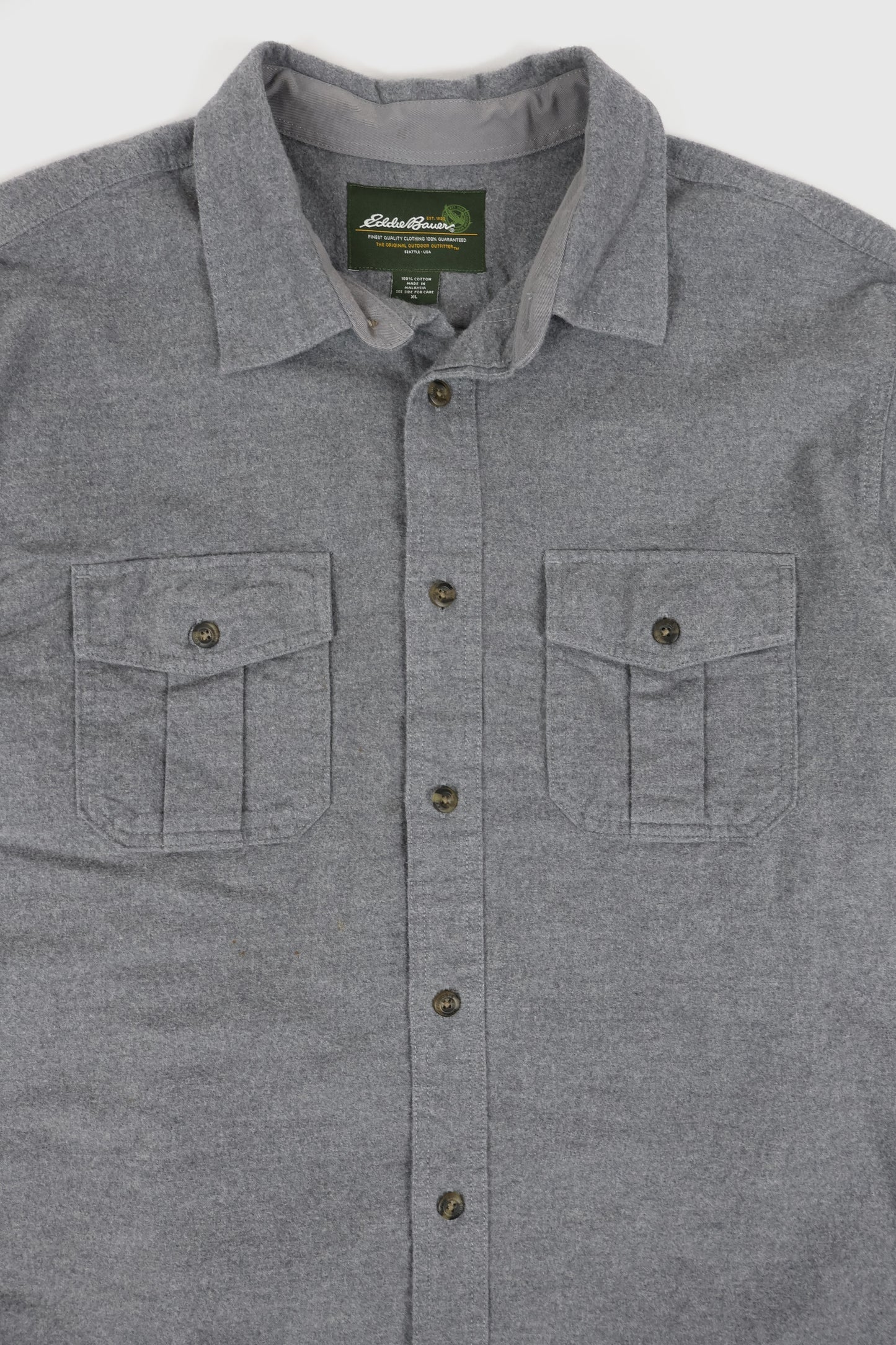 Vintage Eddie Bauer Grey Flannel Button-Down Shirt 01 Image 1