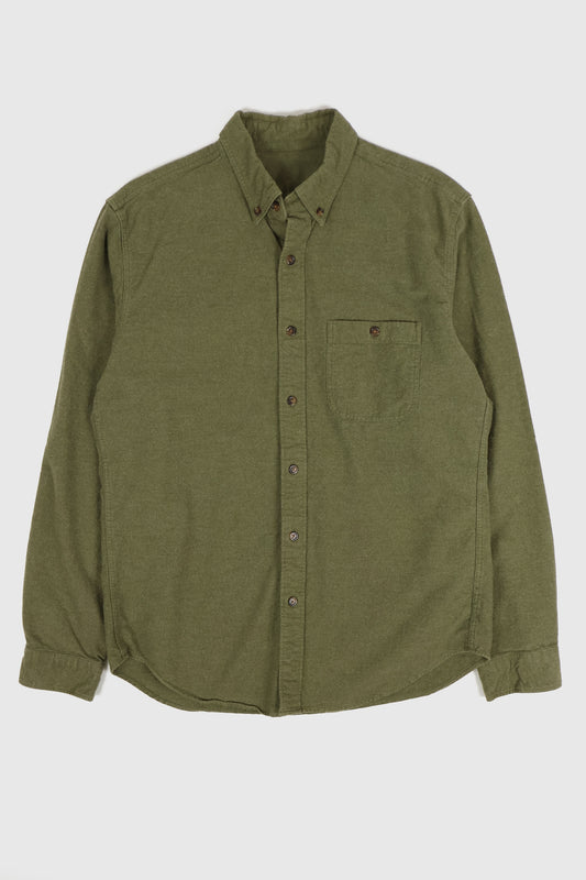 Vintage Green Elbow Patch Flannel Button-Down Shirt Image 0