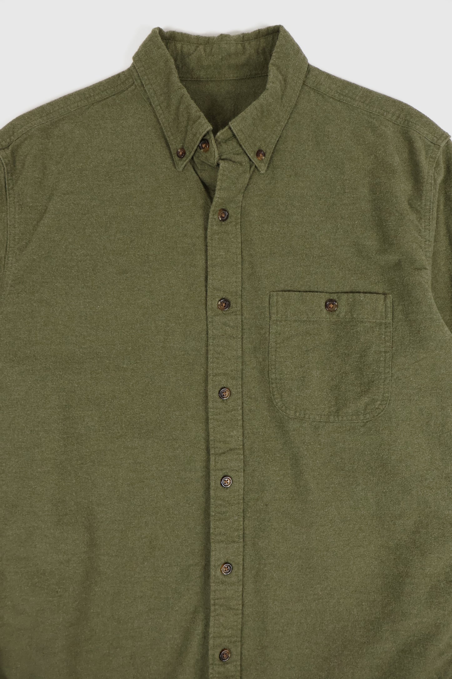 Vintage Green Elbow Patch Flannel Button-Down Shirt Image 1