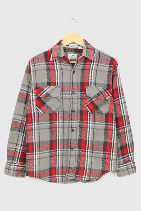 Vintage Grey Plaid Button-Down Shirt