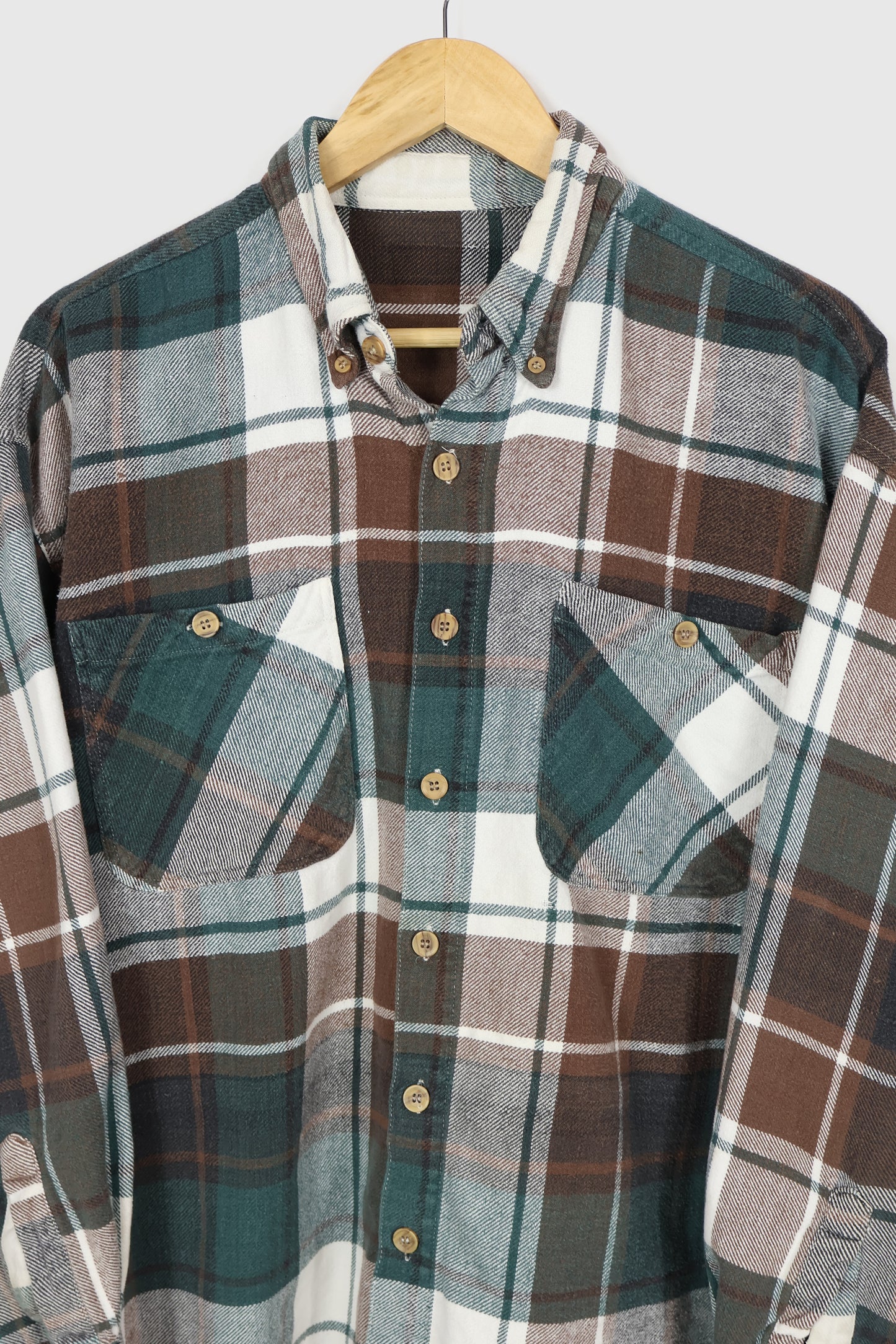 Vintage Green Plaid Button-Down Shirt