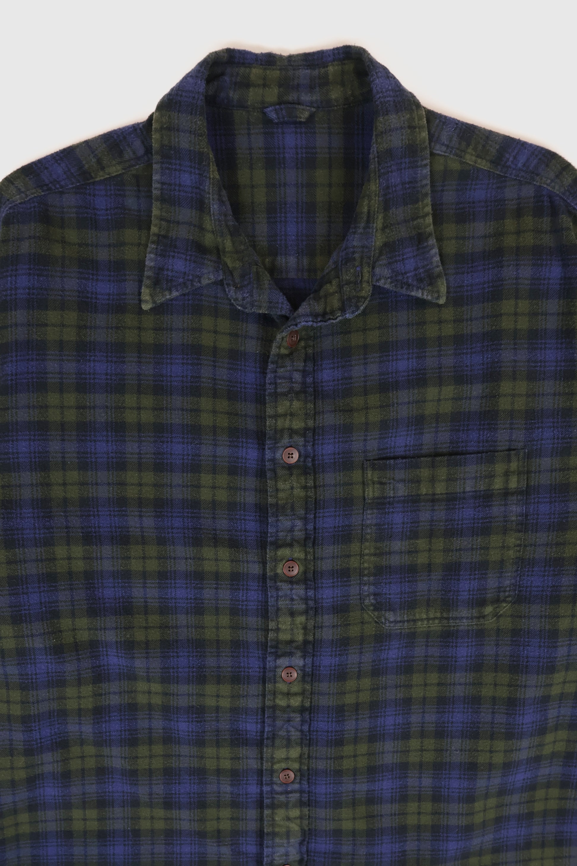 Vintage Green Plaid Flannel Button-Down Shirt Image 1