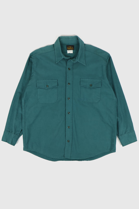 Vintage Green Flannel Button-Down Shirt