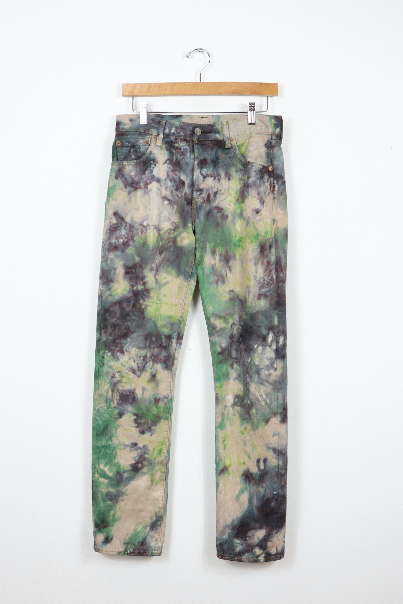 Reworked Levi's Straight Fit Button-Fly Camo Dyed Jeans