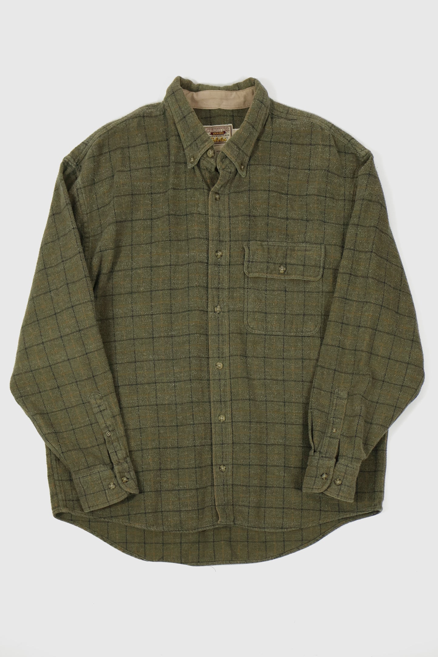 Vintage Green Plaid Heavyweight Button-Down Shirt