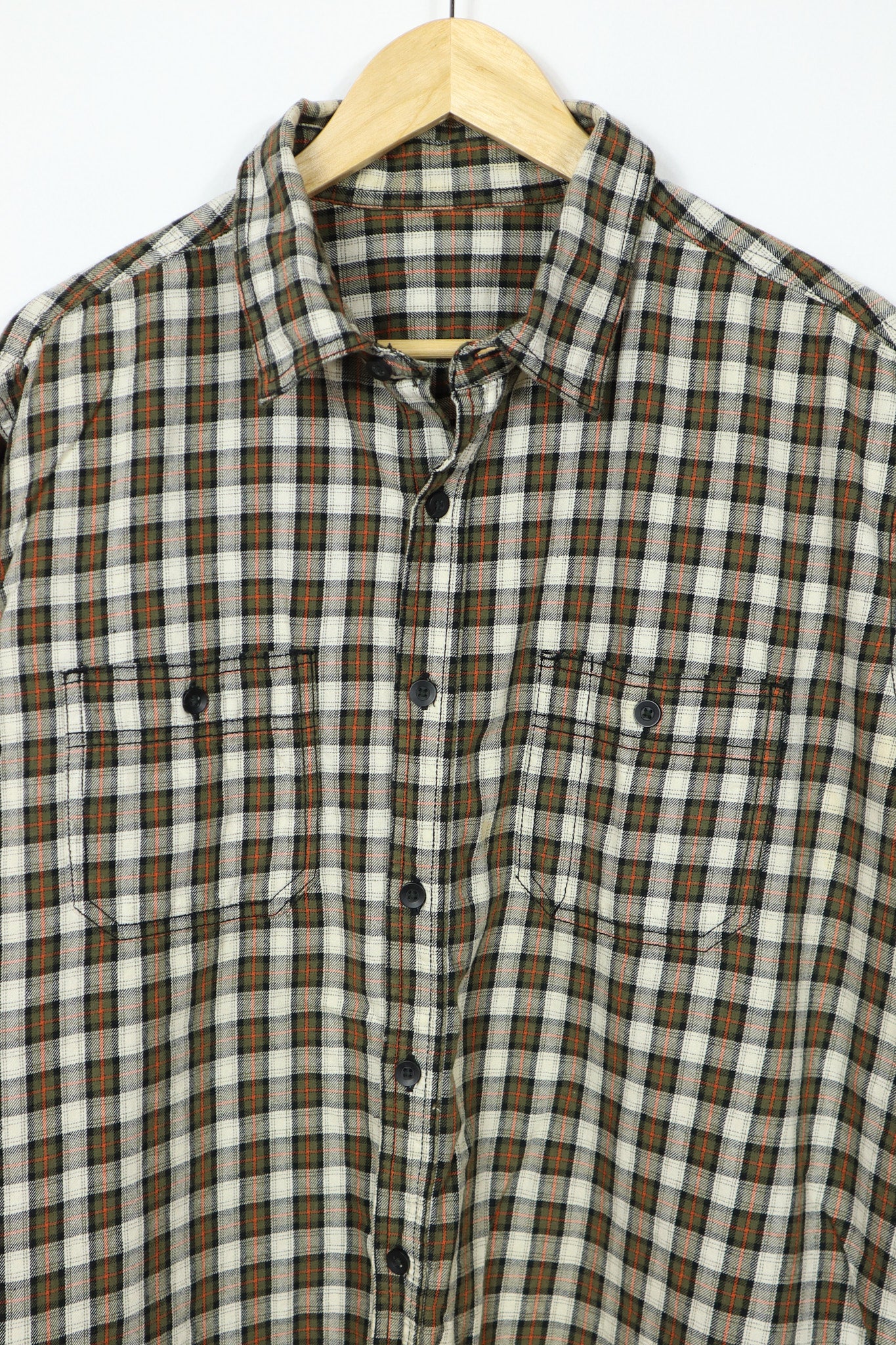 Vintage Green Plaid Button-Down Shirt