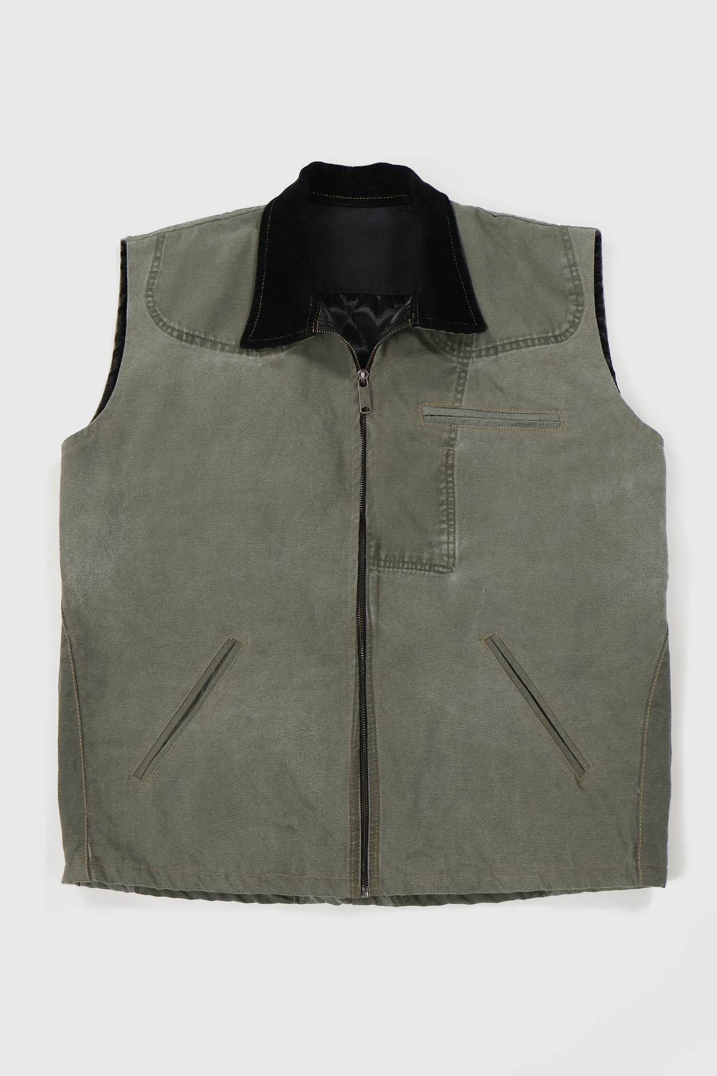 Reworked Green Denim Vest