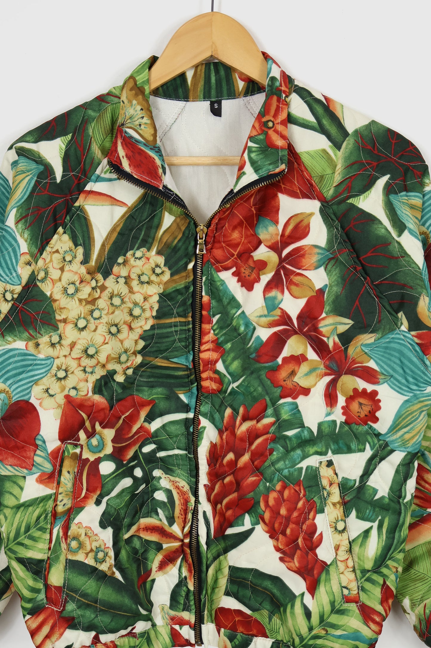 Reworked Floral Pattern Quilt Jacket