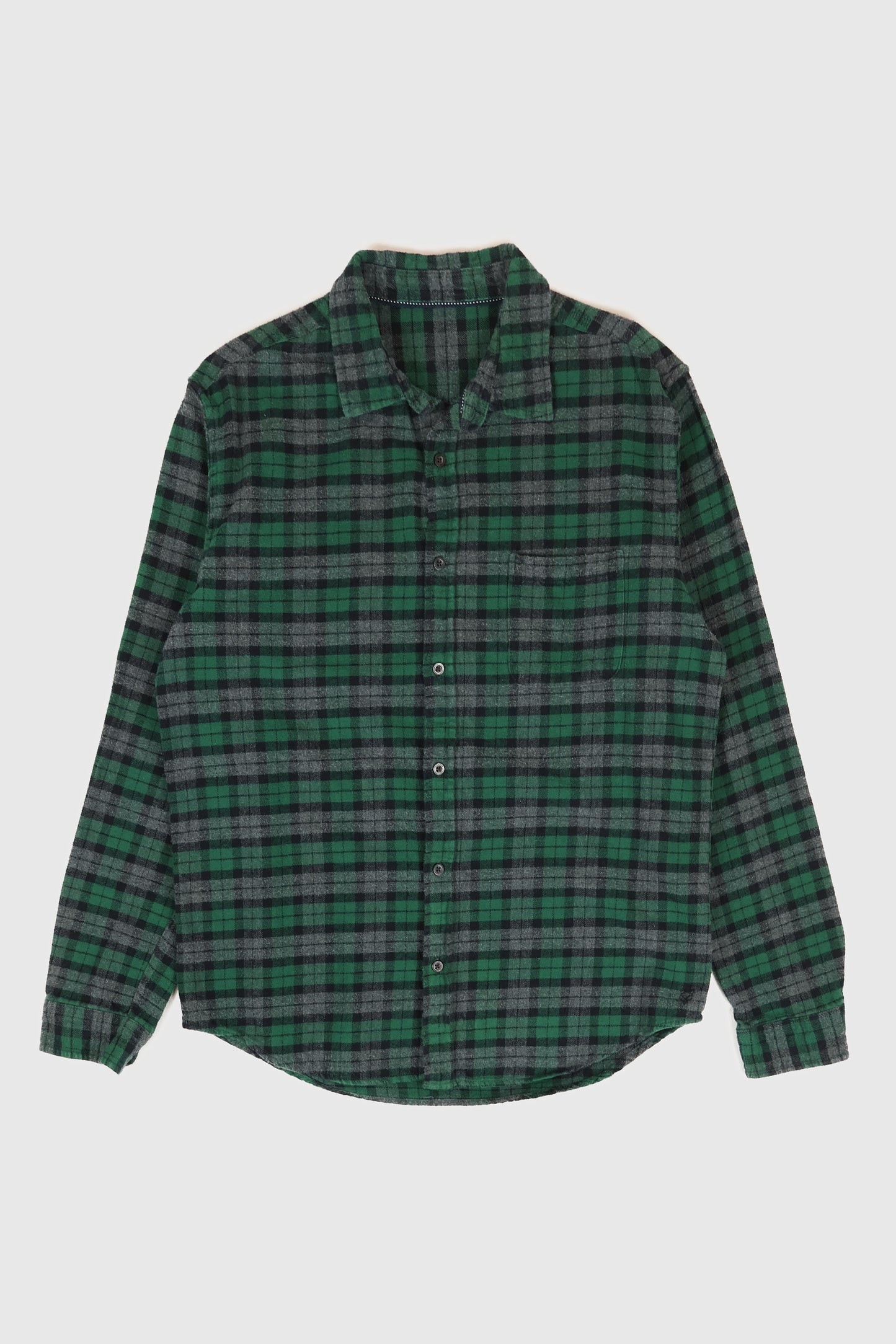 Vintage Green Plaid Flannel Button-Down Shirt Image 0
