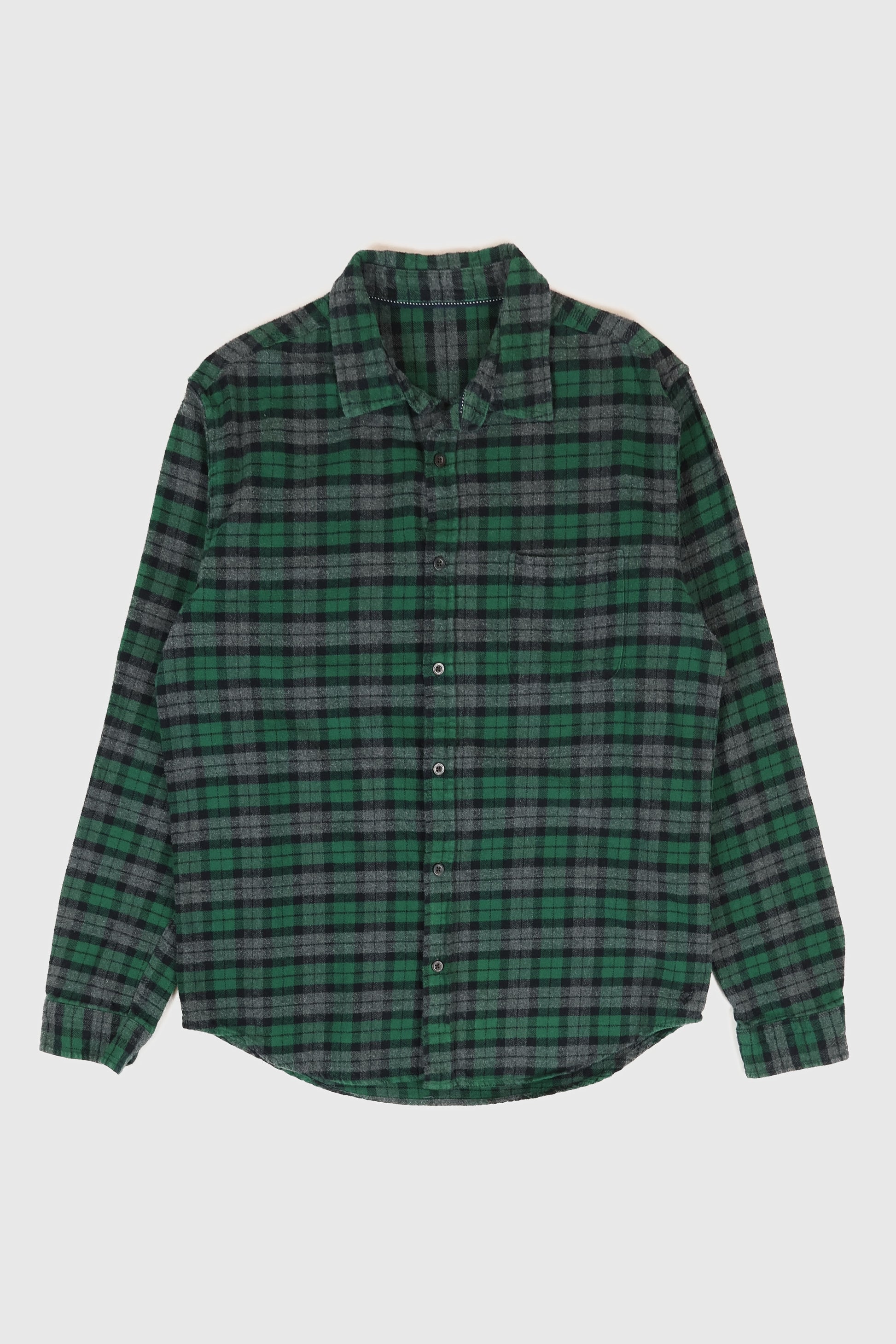 Vintage Green Plaid Flannel Button-Down Shirt Image 0