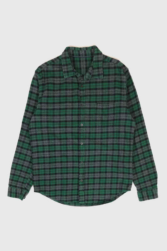 Vintage Green Plaid Flannel Button-Down Shirt Image 0
