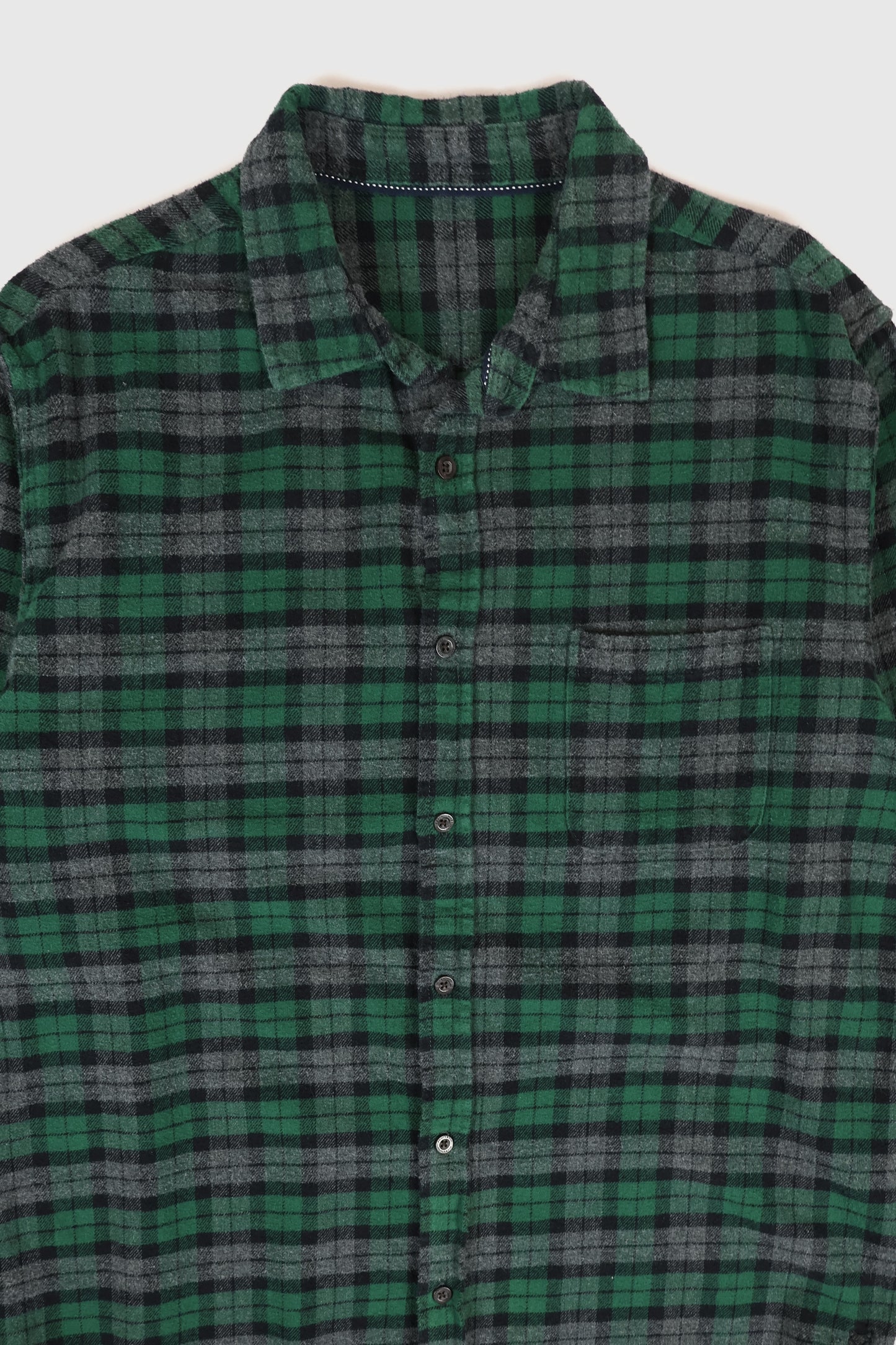 Vintage Green Plaid Flannel Button-Down Shirt Image 1