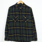 Green Plaid Flannel Button-Down Shirt