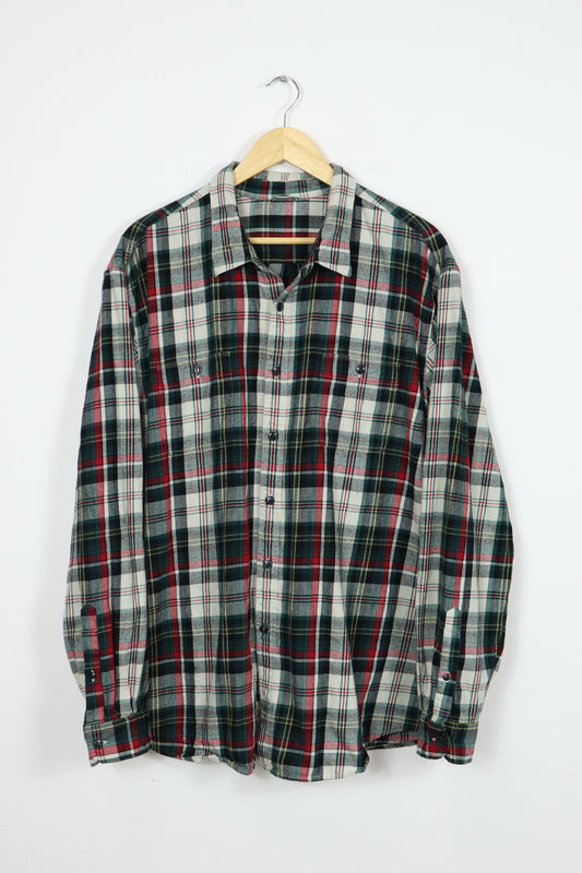 Plaid Flannel Button-Down Shirt