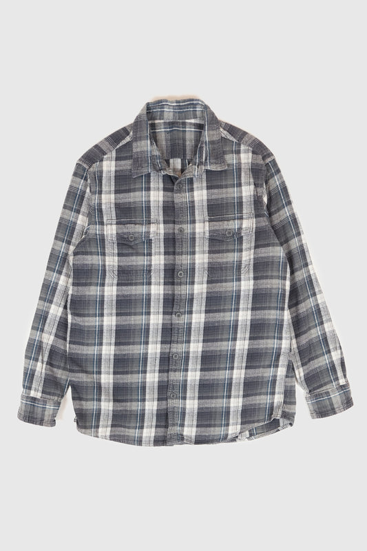 Vintage Grey Plaid Flannel Button-Down Shirt Image 0