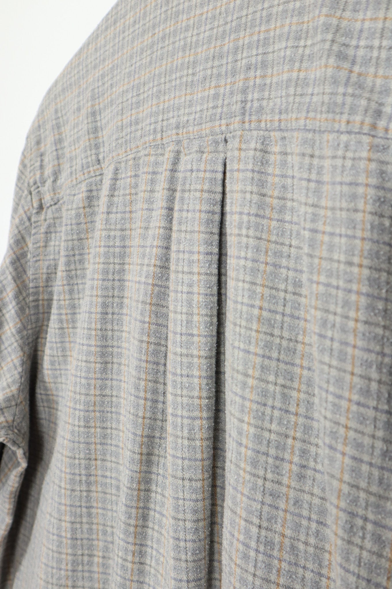 Grey Plaid Flannel Button-Down Shirt
