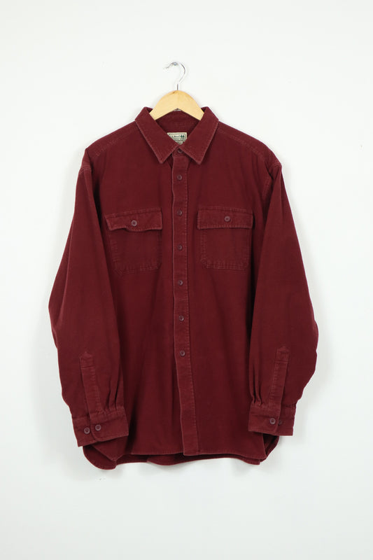 L.L. Bean Dark Red Flannel Button-Down Shirt