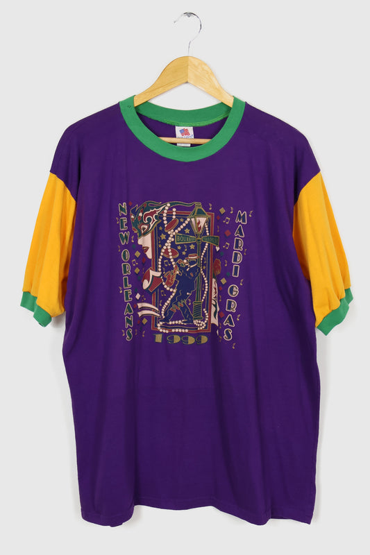 Vintage 1999 Mardi Gras Colorblock Ringer Tee