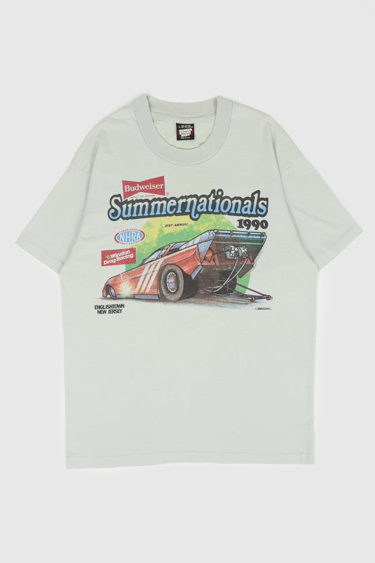 Vintage 1990 Summer Nationals Drag Racing Tee Image 0