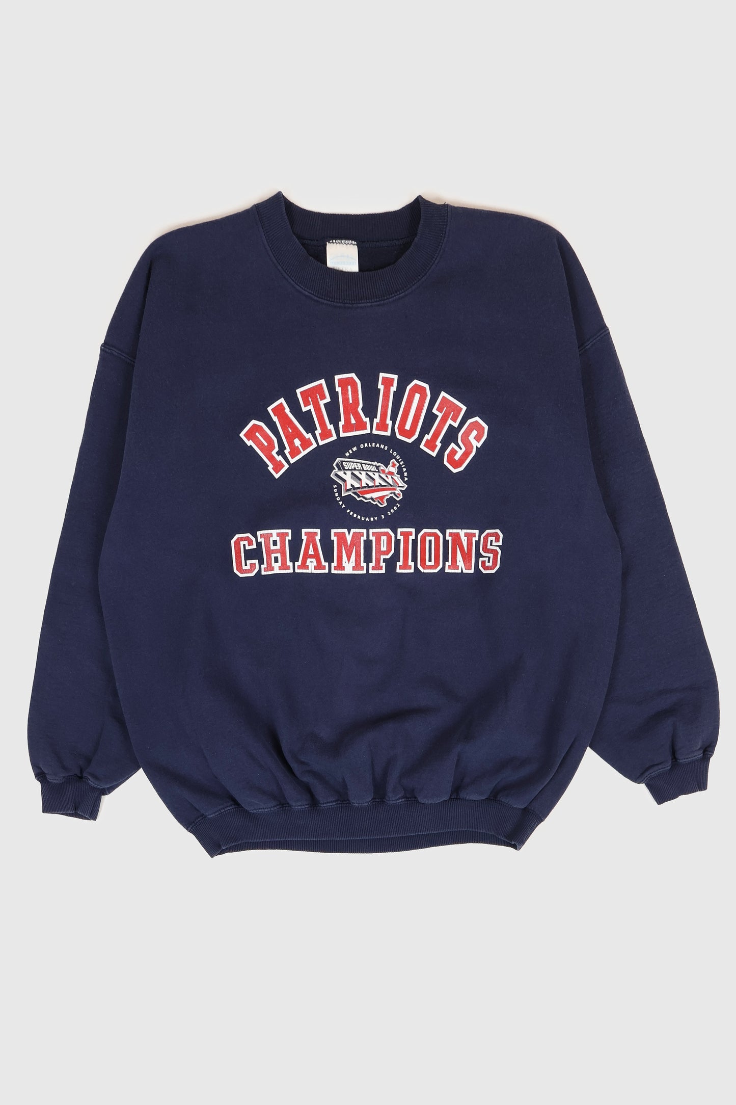 Vintage New England Patriots Super Bowl XXXVI Champions Crewneck Image 0