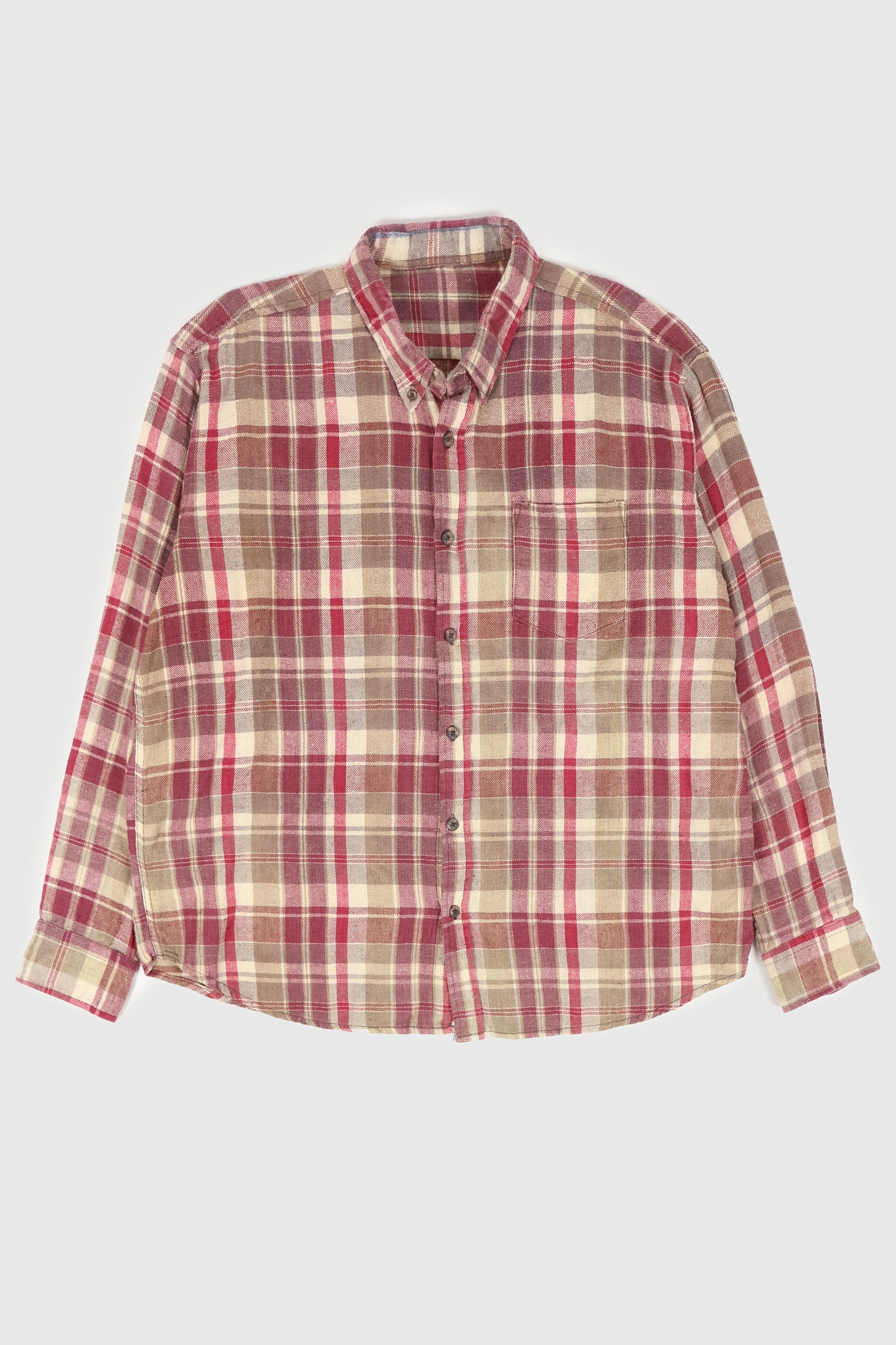 Vintage Red Plaid Flannel Button-Down Shirt Image 0