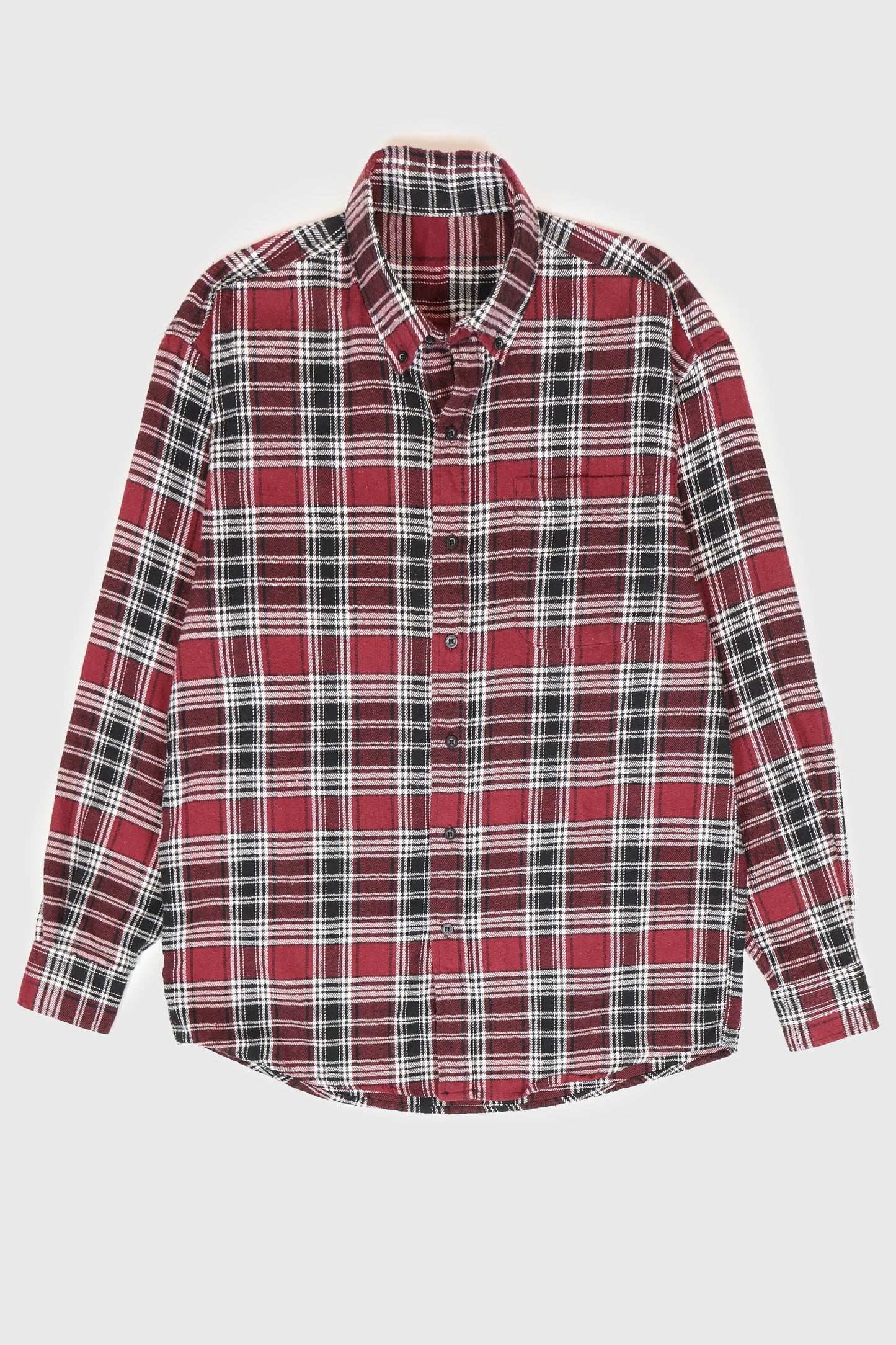 Vintage Red Plaid Flannel Button-Down Shirt