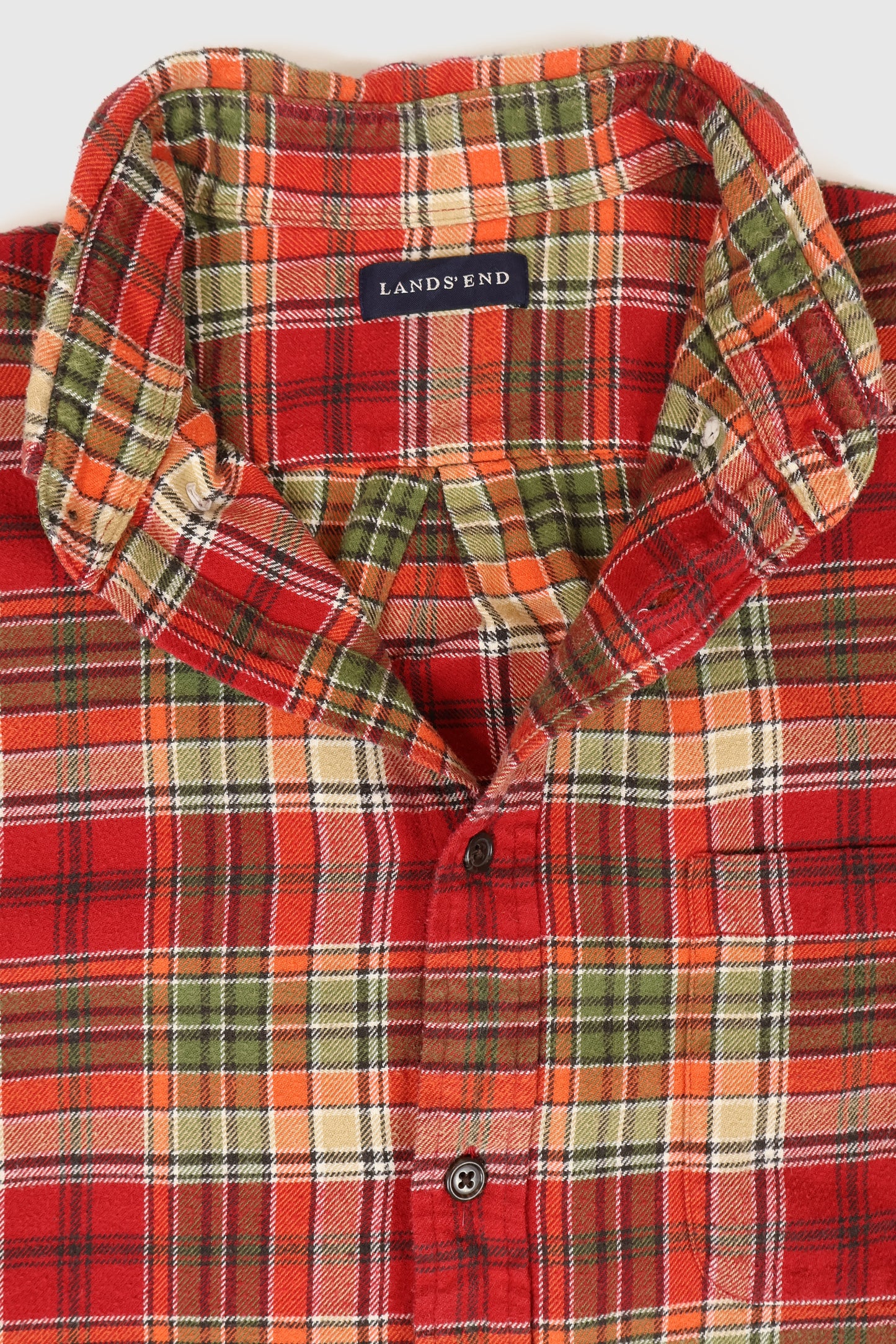 Vintage Land's End Flannel Button-Down Shirt Image 2