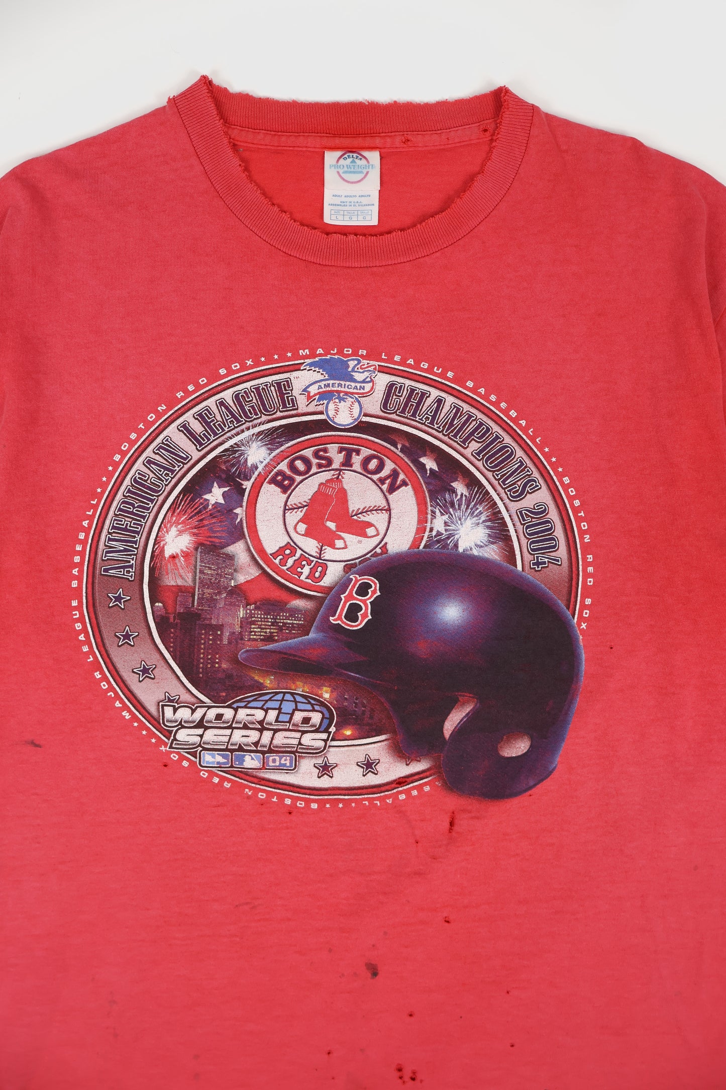 Vintage Distressed Boston Red Sox 2004 World Series Champions Tee Image 2