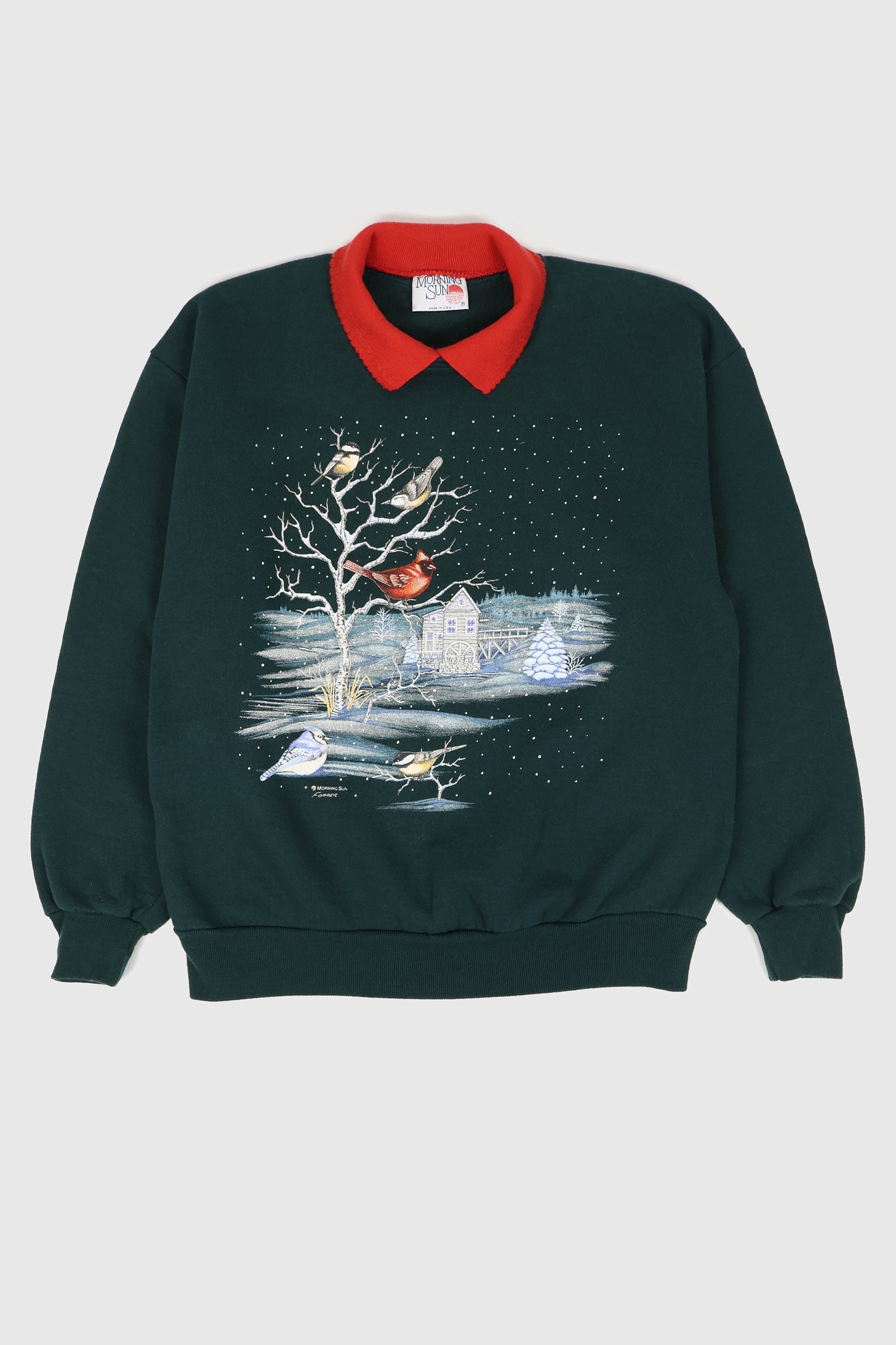 Vintage Bird Snowscape Crewneck Image 0