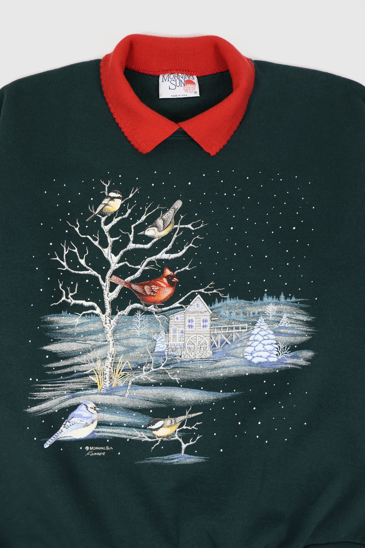 Vintage Bird Snowscape Crewneck Image 1