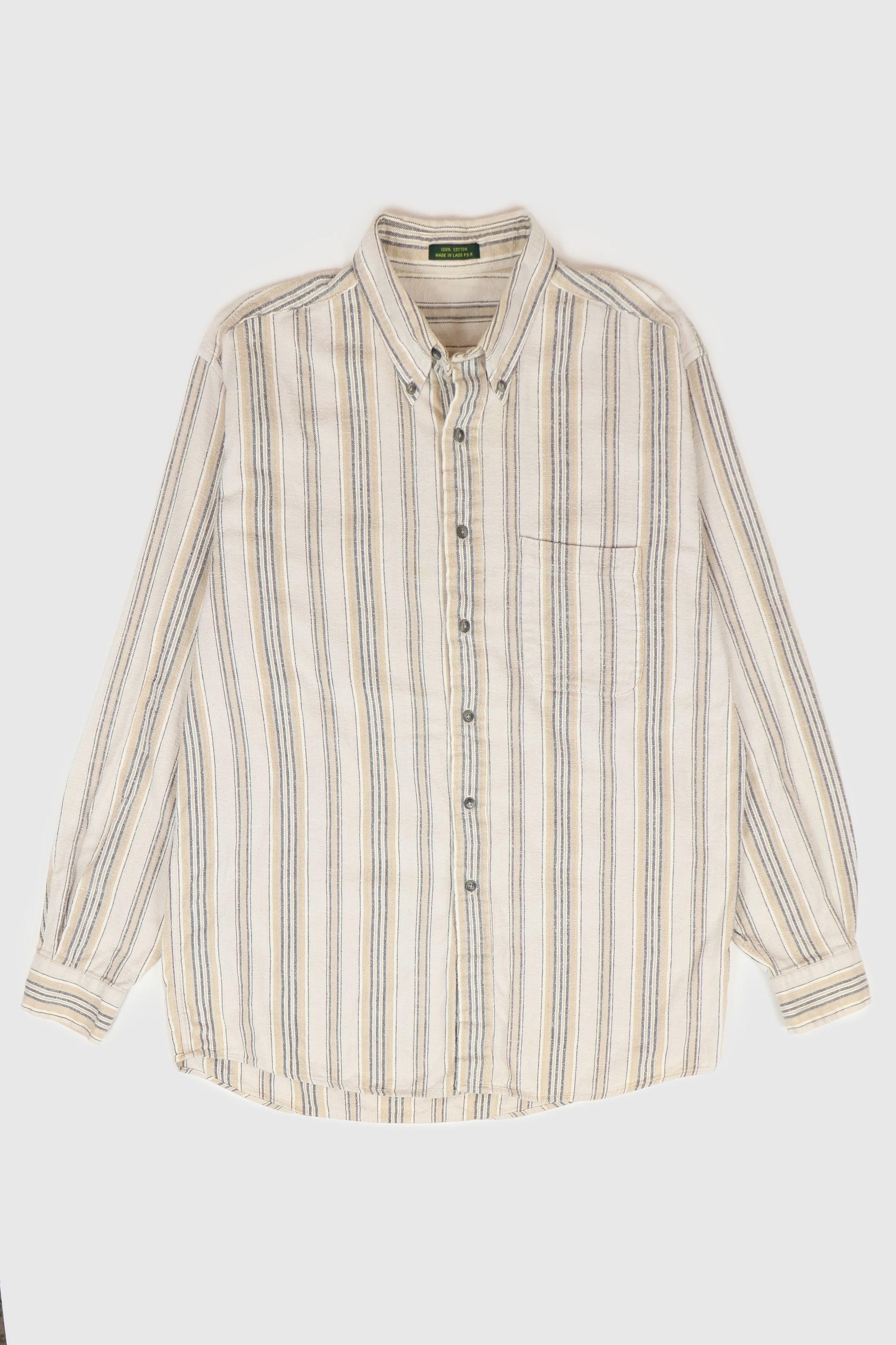 Vintage Striped Flannel Button-Down Shirt Image 0