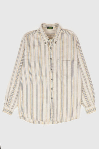 Vintage Striped Flannel Button-Down Shirt