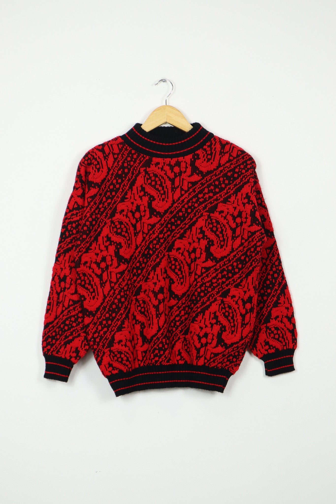 Vintage Red Pattern Sweater