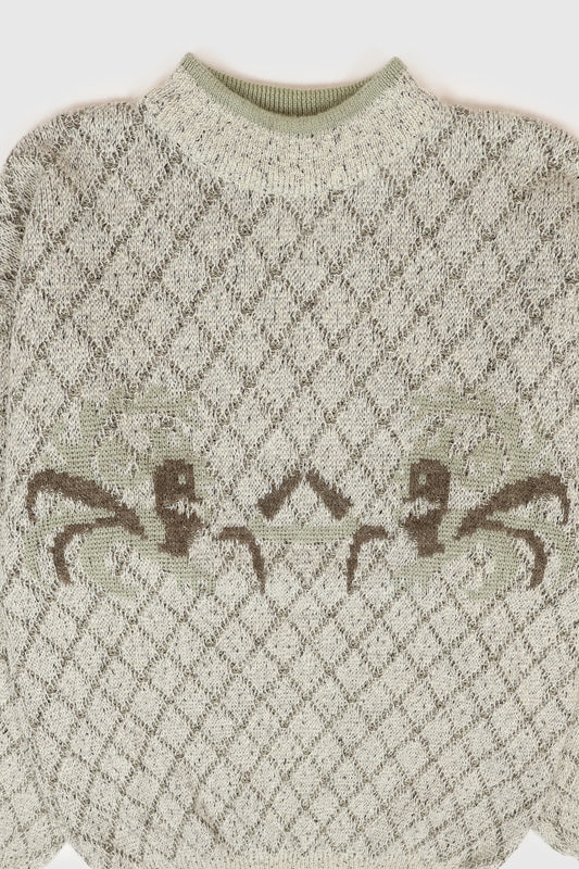 Vintage Diamond Pattern Knit Sweater Image 1