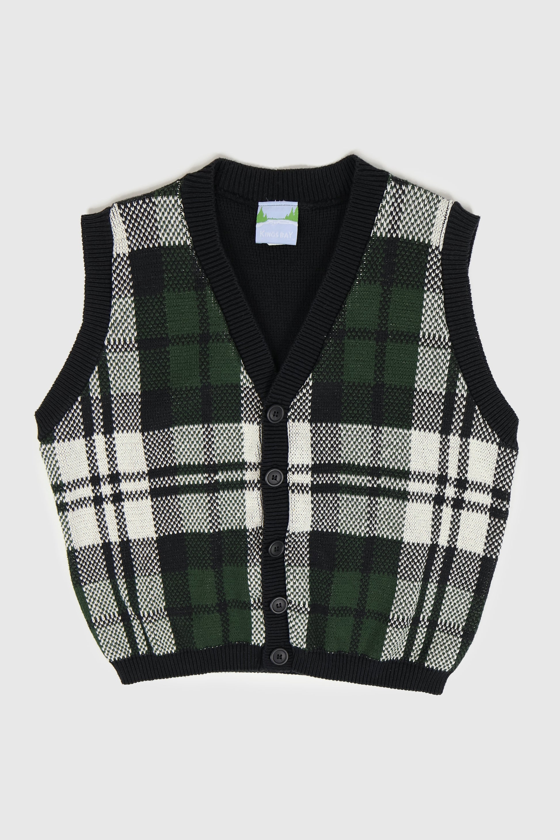 Vintage Green Plaid Sweater Vest Image 0