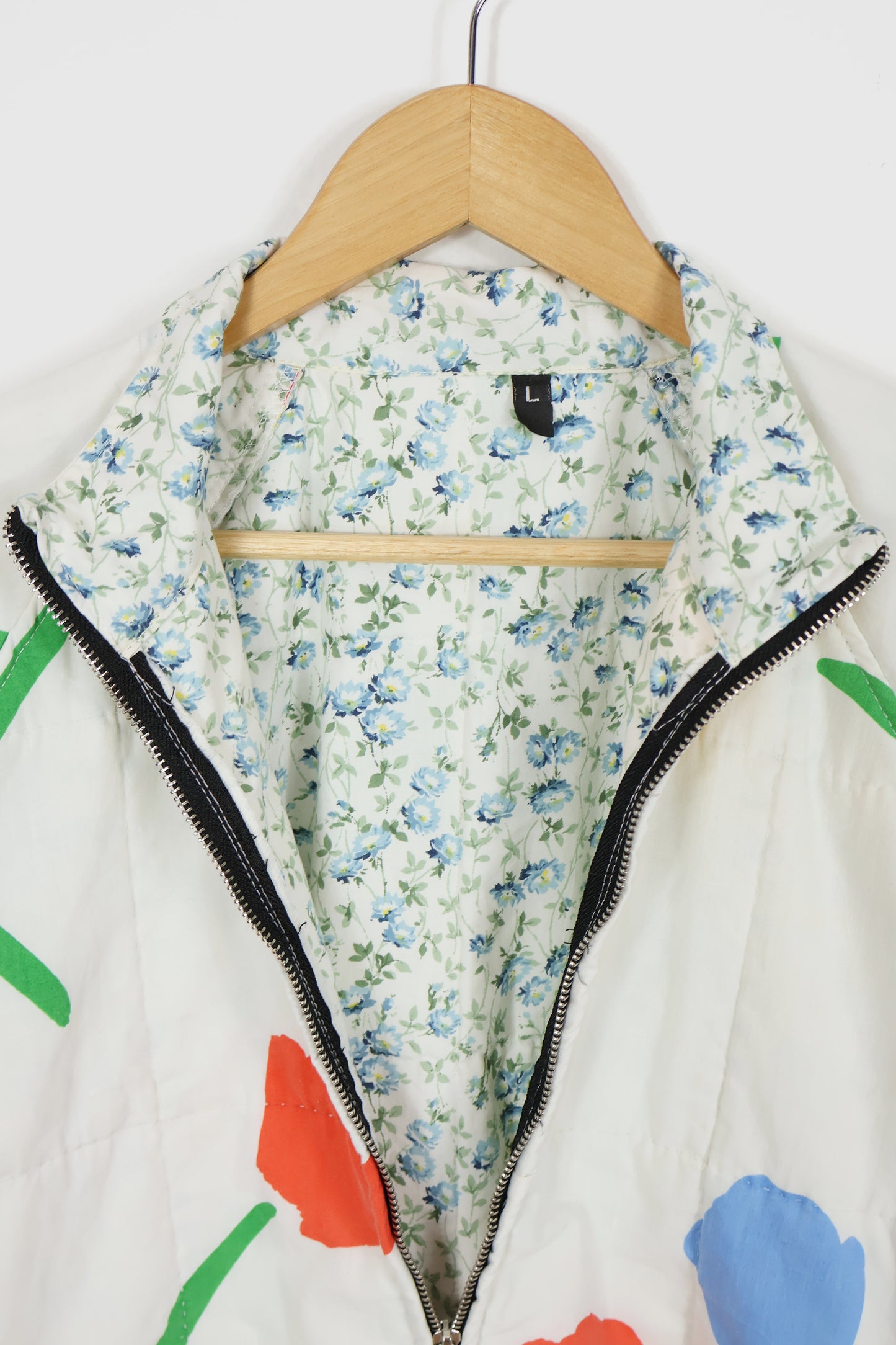 Reworked Flower Pattern Quilt Jacket