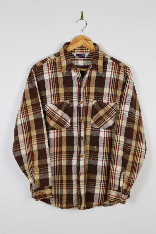 Vintage Heavyweight Brown Plaid Button-Down Shirt