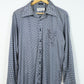 Vintage Blue Houndstooth Silky Button-Down