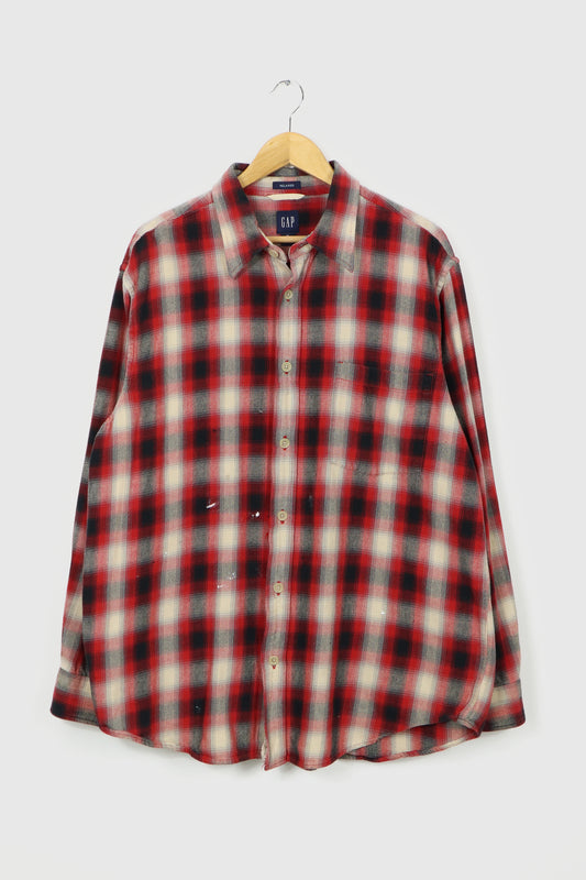 Vintage Gap Distressed Red Button-Down Shirt