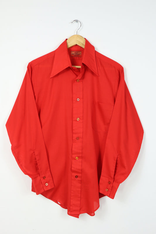 Vintage Sheer Red Button-Down