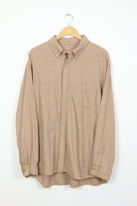 Vintage Beige Pattern Button-Down Shirt