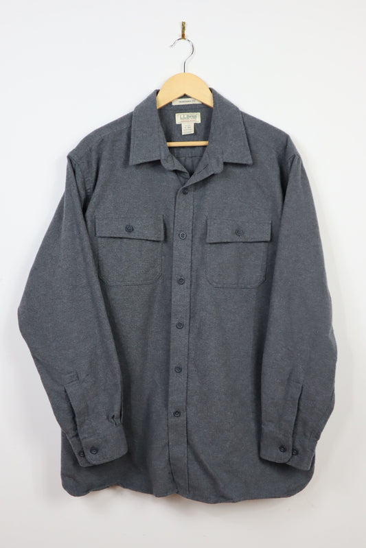 Vintage L.L. Bean Solid Flannel Button-Down Shirt