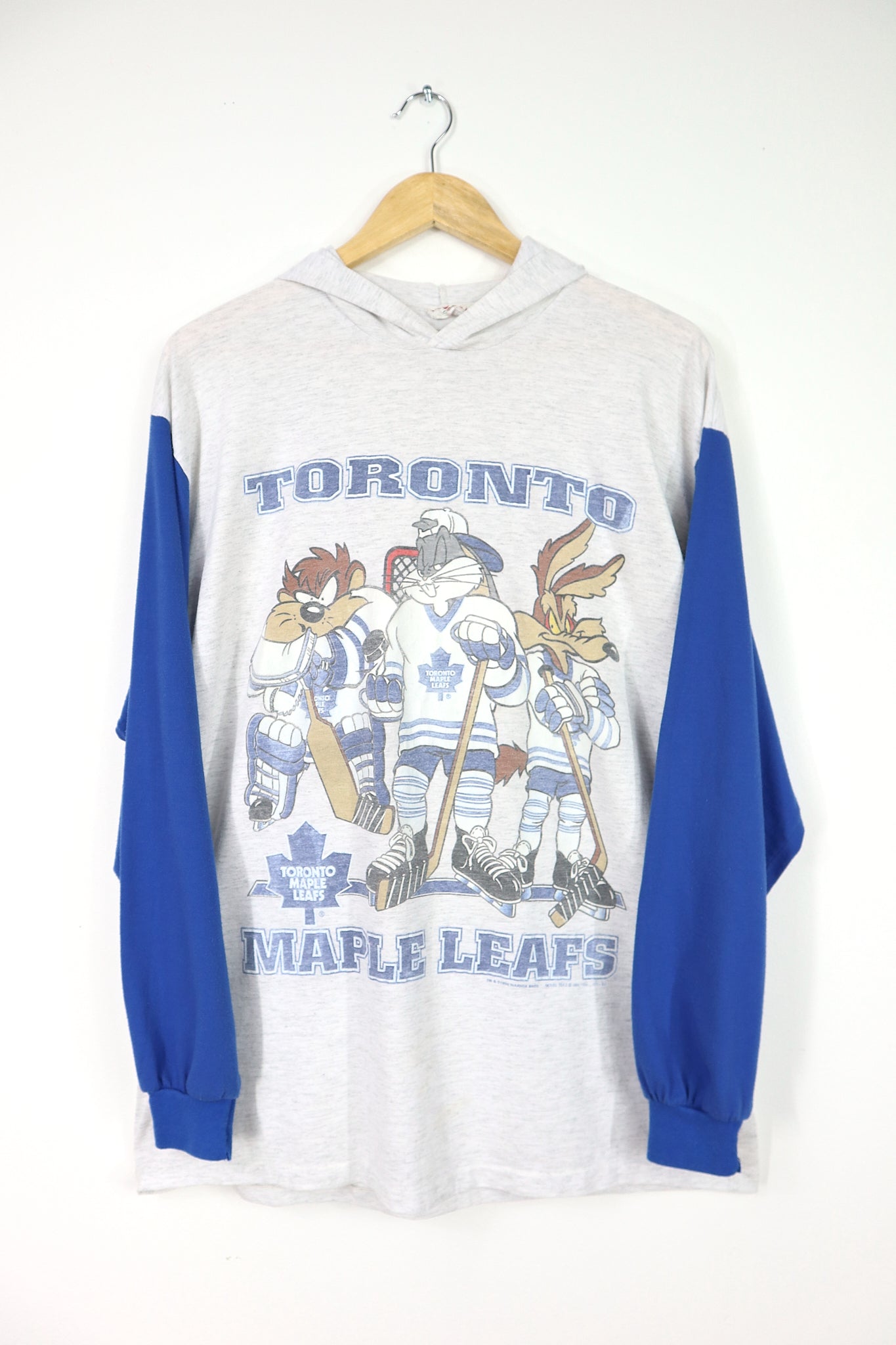 Vintage 1994 Toronto Maple Leafs Looney Tunes LS Hooded Tee