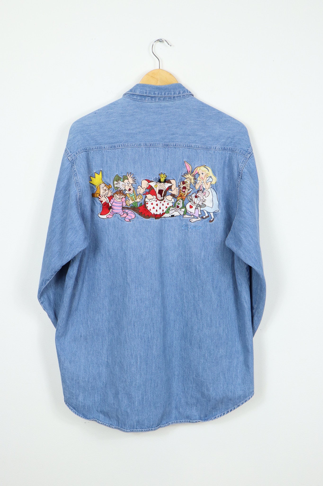 Vintage Alice in Wonderland Denim Button-Down