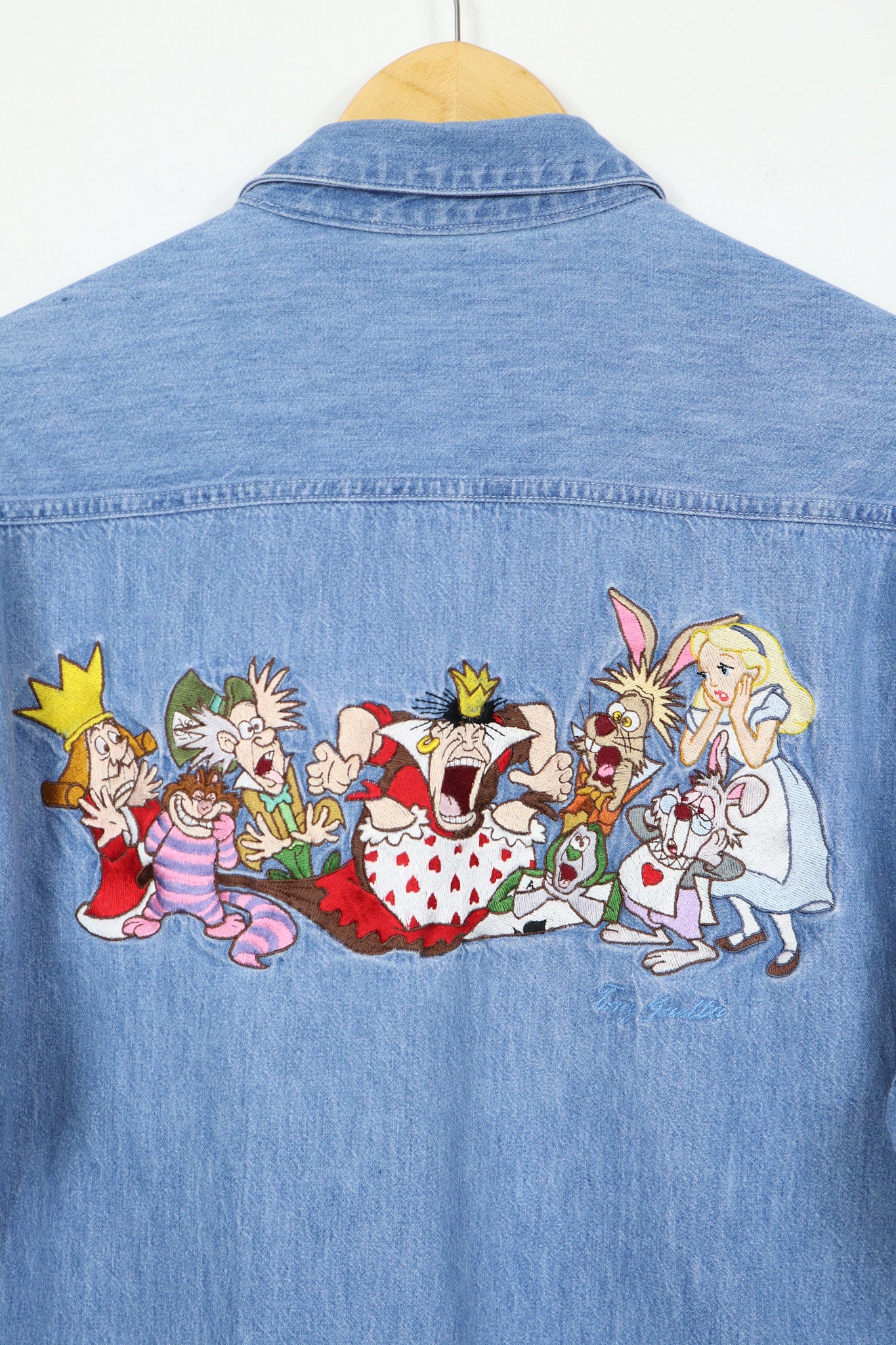 Vintage Alice in Wonderland Denim Button-Down