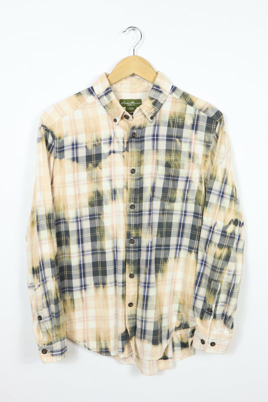 Vintage Blue Plaid Bleached Flannel Button-Down 03