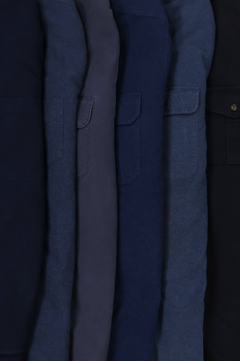 Mystery Solid Blue Flannel Button-Down Shirt