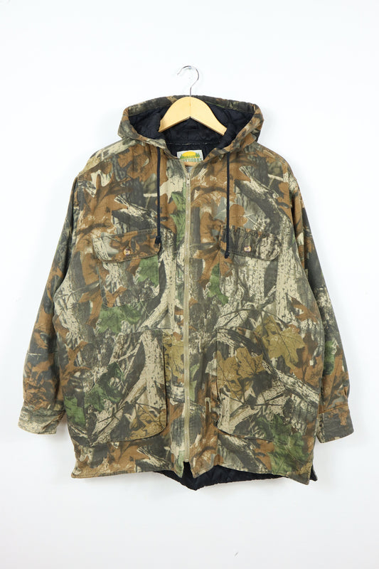 Vintage Camo Hooded Full Zip Jacket