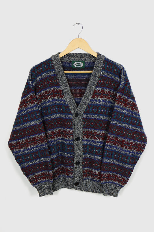 Vintage Grey Pattern Cardigan Sweater