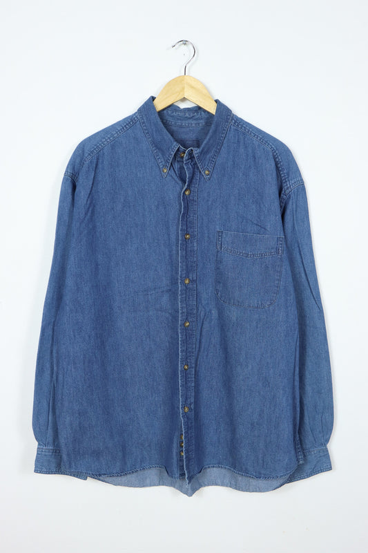 Vintage Dark Denim Button-Down Shirt